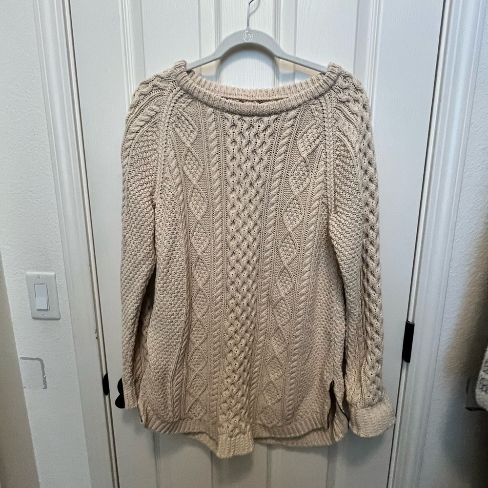 L.L. Bean Cable Knit Sweater in Cream